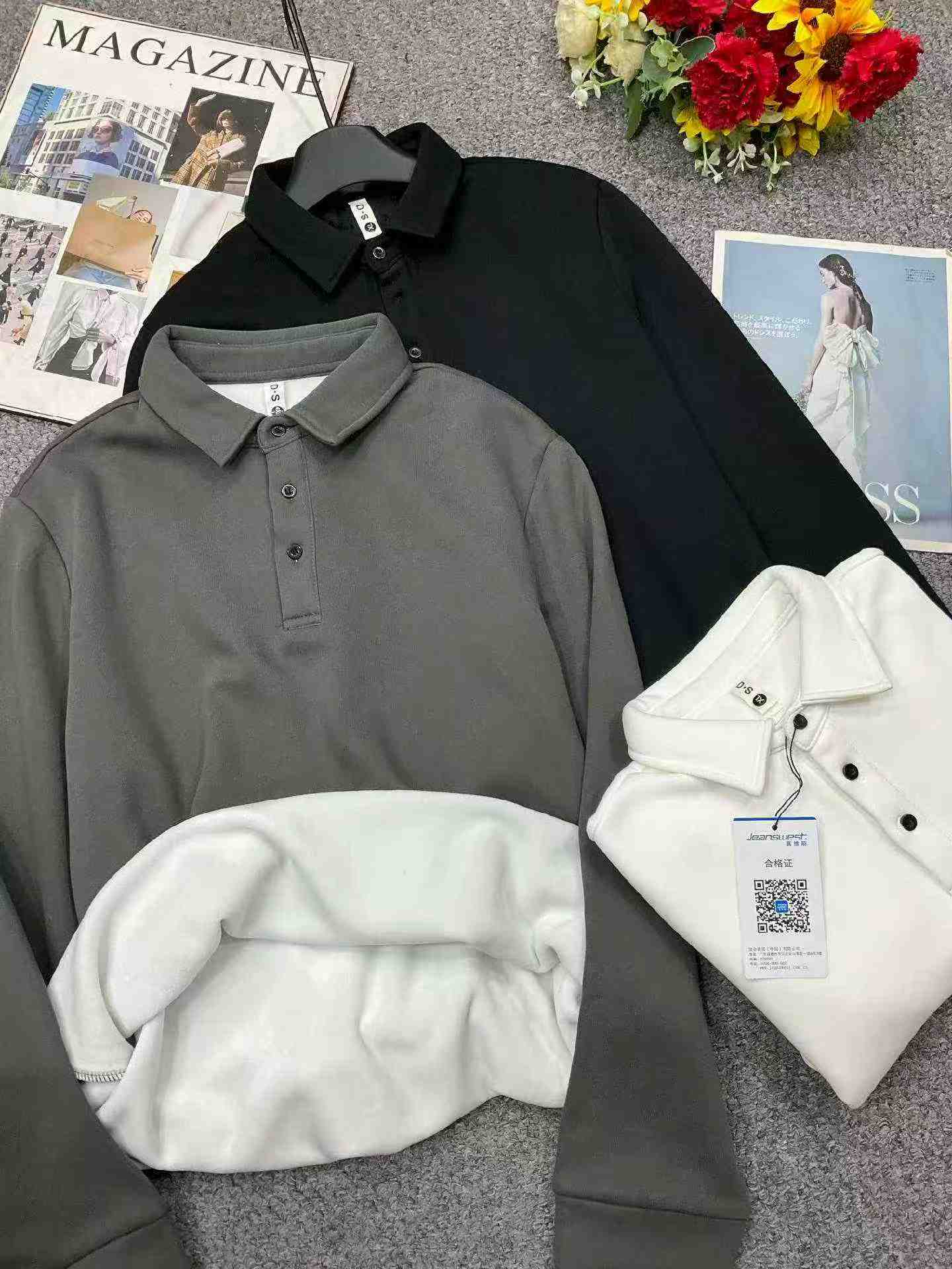 新款秋冬男裝刷毛長袖Polo衫 748件 批發庫存 - Image 7