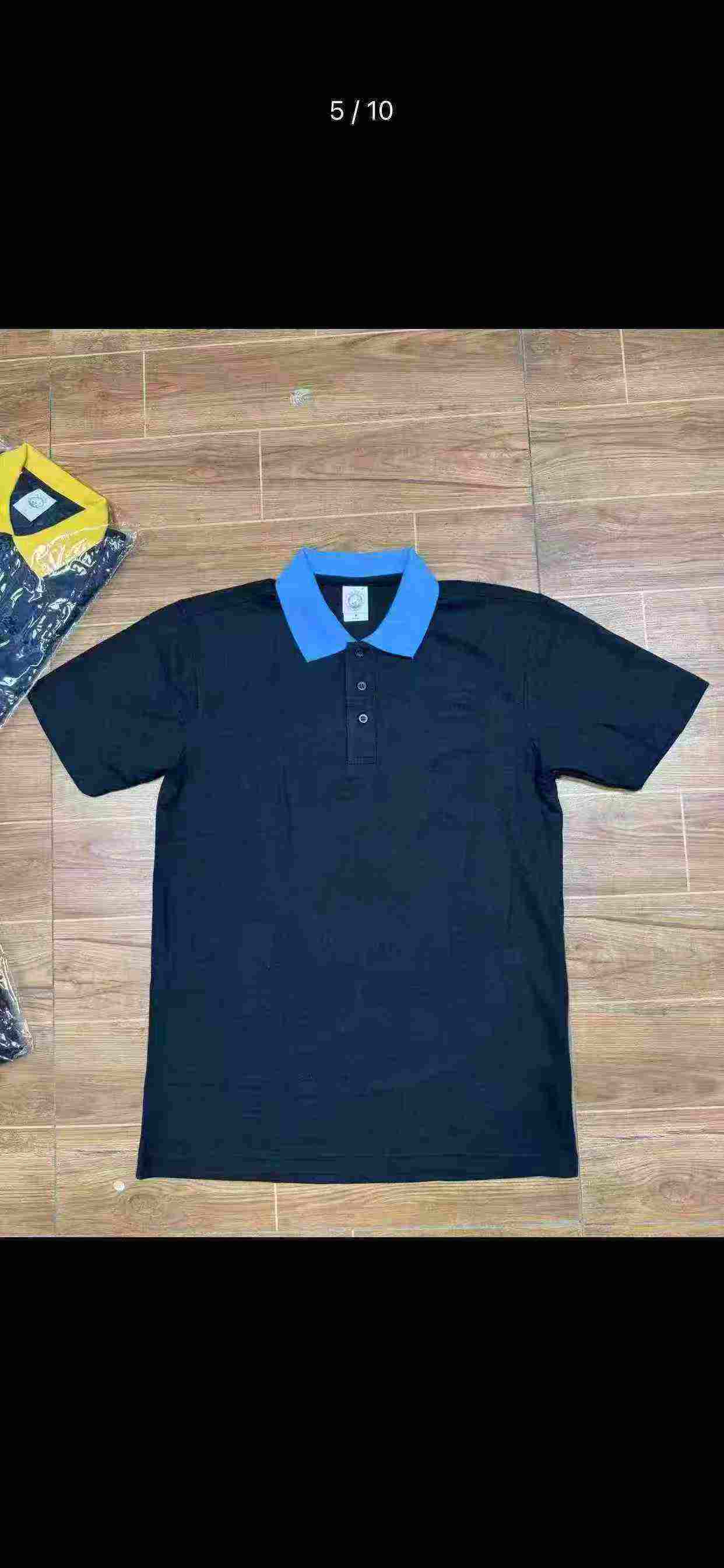 9650 Pièces de T-shirts pour hommes à col à manches courtes, Noir et Bleu roi, tailles M-3XL - Image 2