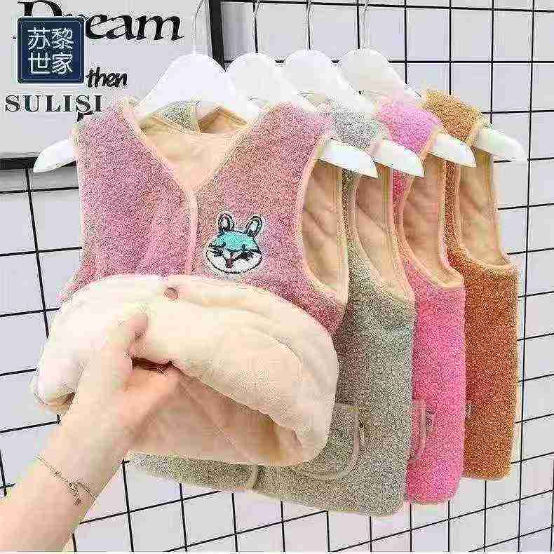لڑکے اور لڑکیاں بچوں کے ٹیڈی فلیس پیڈڈ ویسٹ، سائز 80-100، 5200 ٹکڑے - Image 3