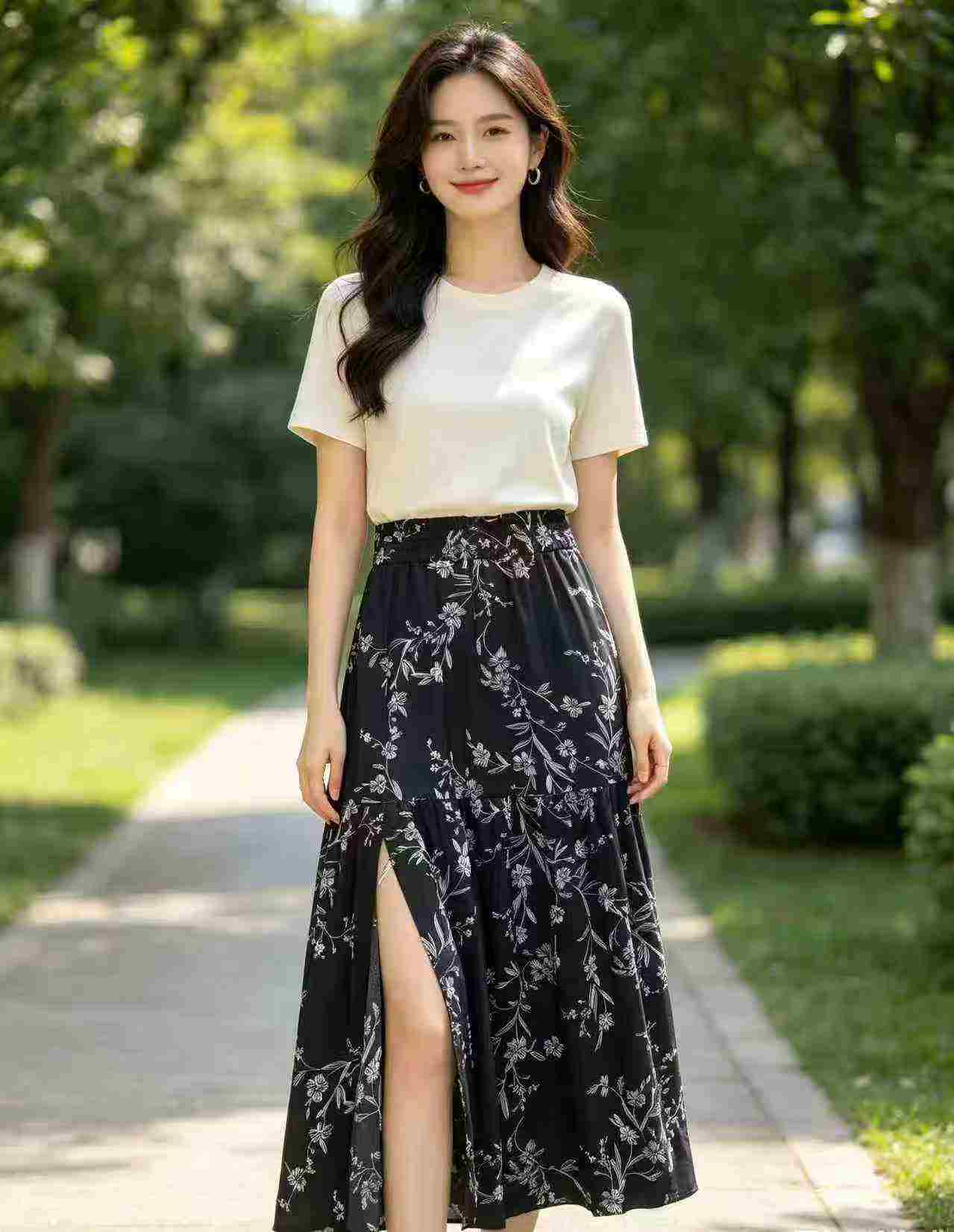 380 Pcs European American Plus Size Slit Chiffon Skirts - Image 6