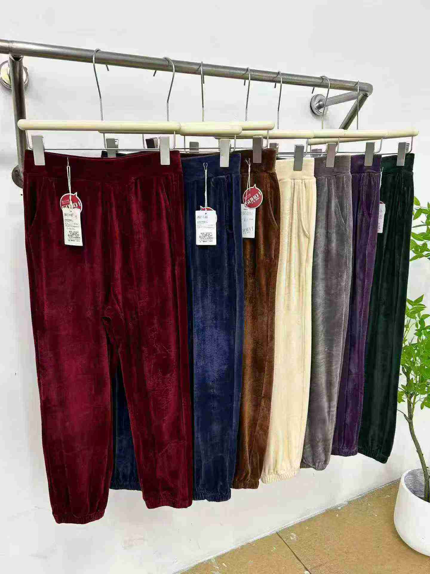 1566 dona ayollar uchun baland belli, ichi fleece astarli baxmal harem shimlari - Image 7