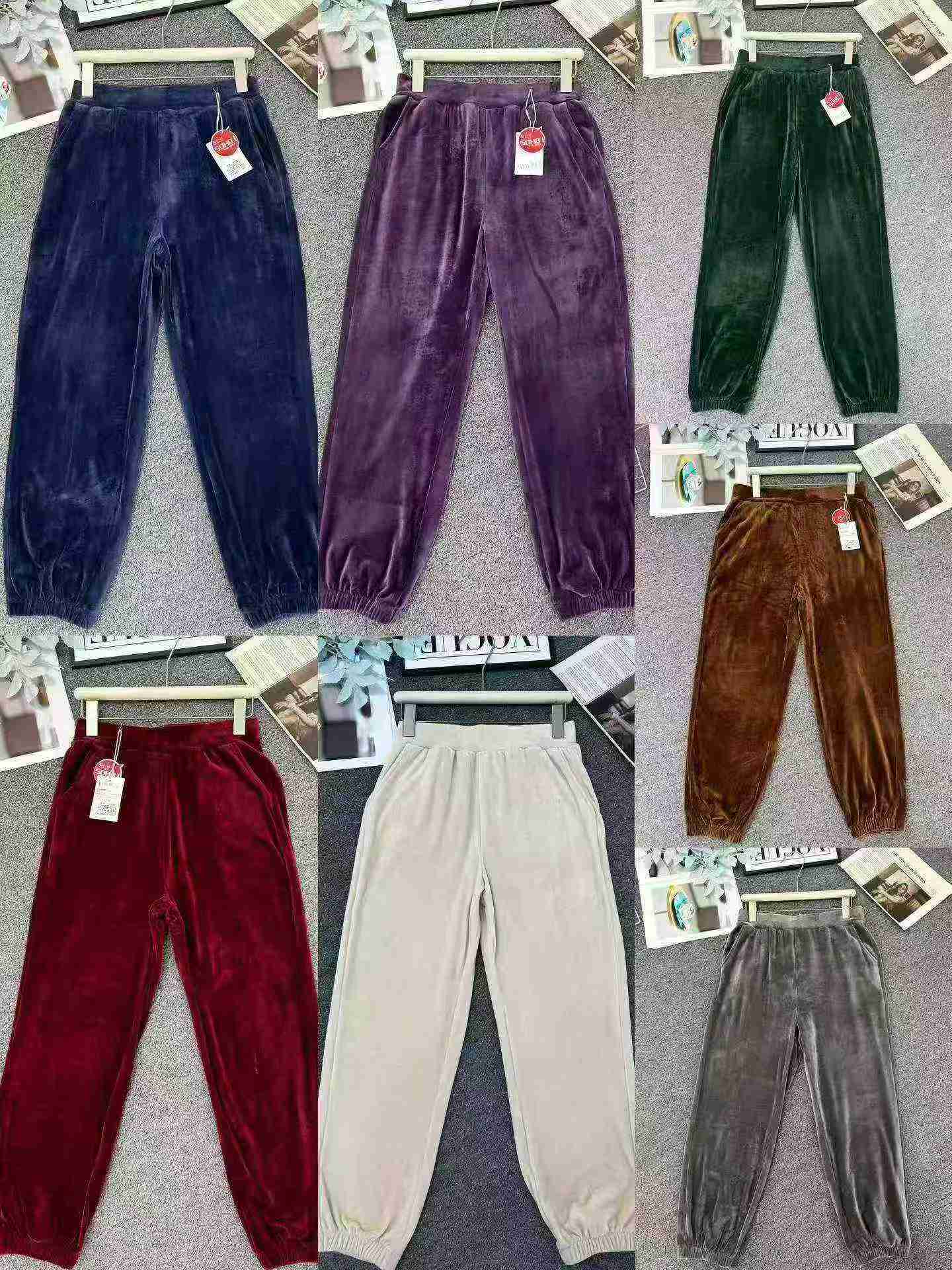 1566 dona ayollar uchun baland belli, ichi fleece astarli baxmal harem shimlari - Image 8