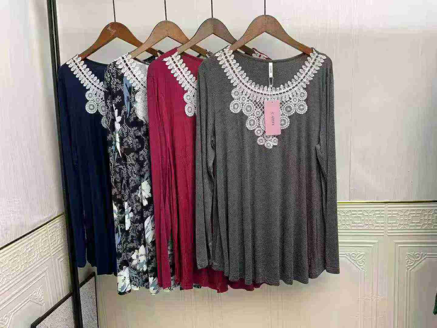 717 Peças Tops de Renda, Algodão Modal Plus Size Estilo Europeu e Americano CTY0019 - Image 2