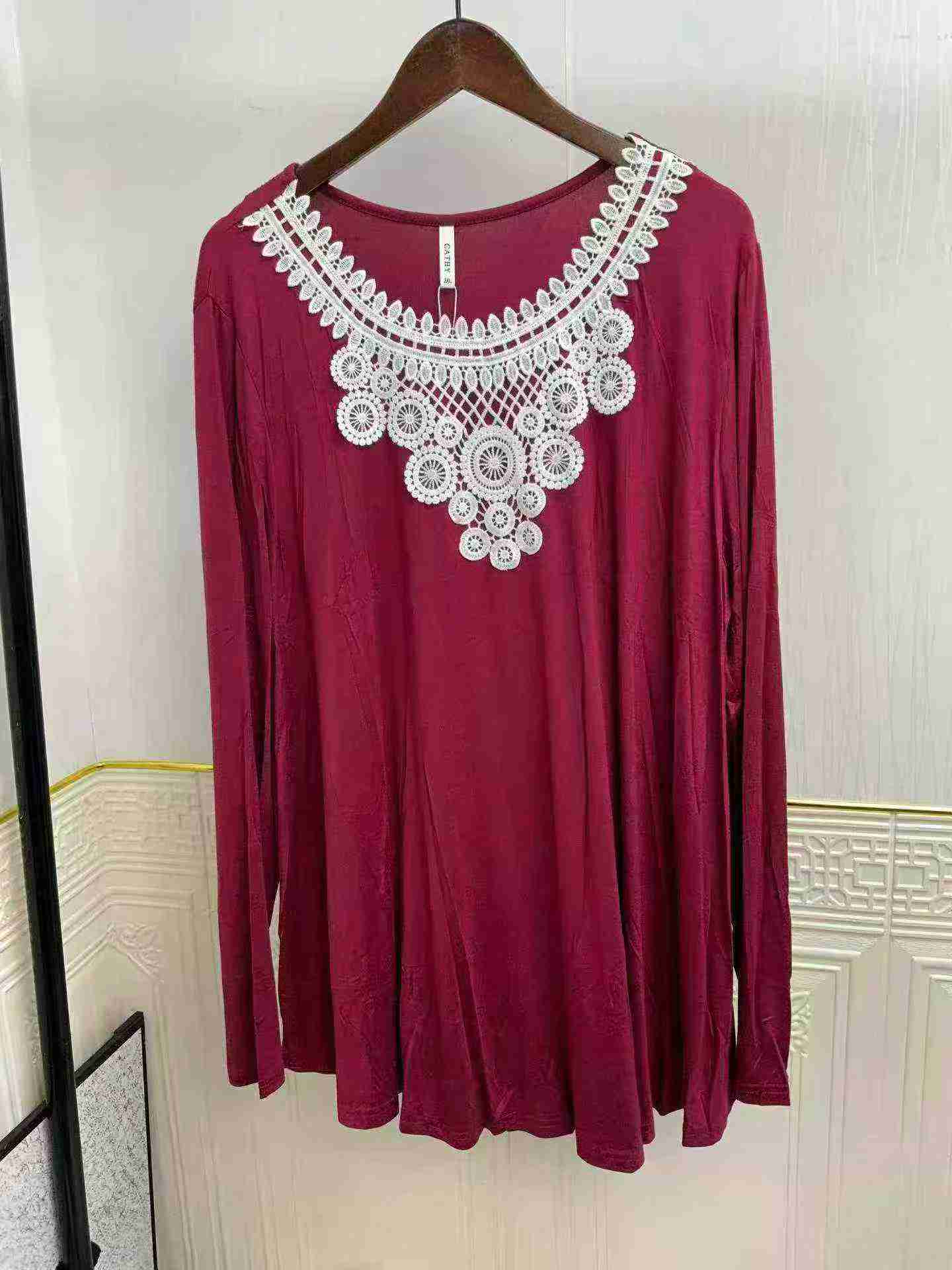 717 Peças Tops de Renda, Algodão Modal Plus Size Estilo Europeu e Americano CTY0019 - Image 3