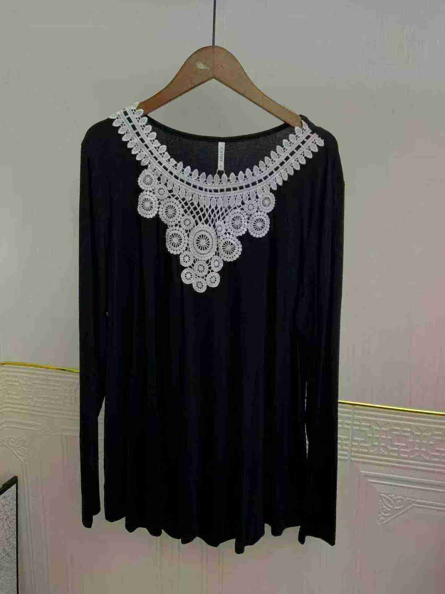 717 Peças Tops de Renda, Algodão Modal Plus Size Estilo Europeu e Americano CTY0019 - Image 7