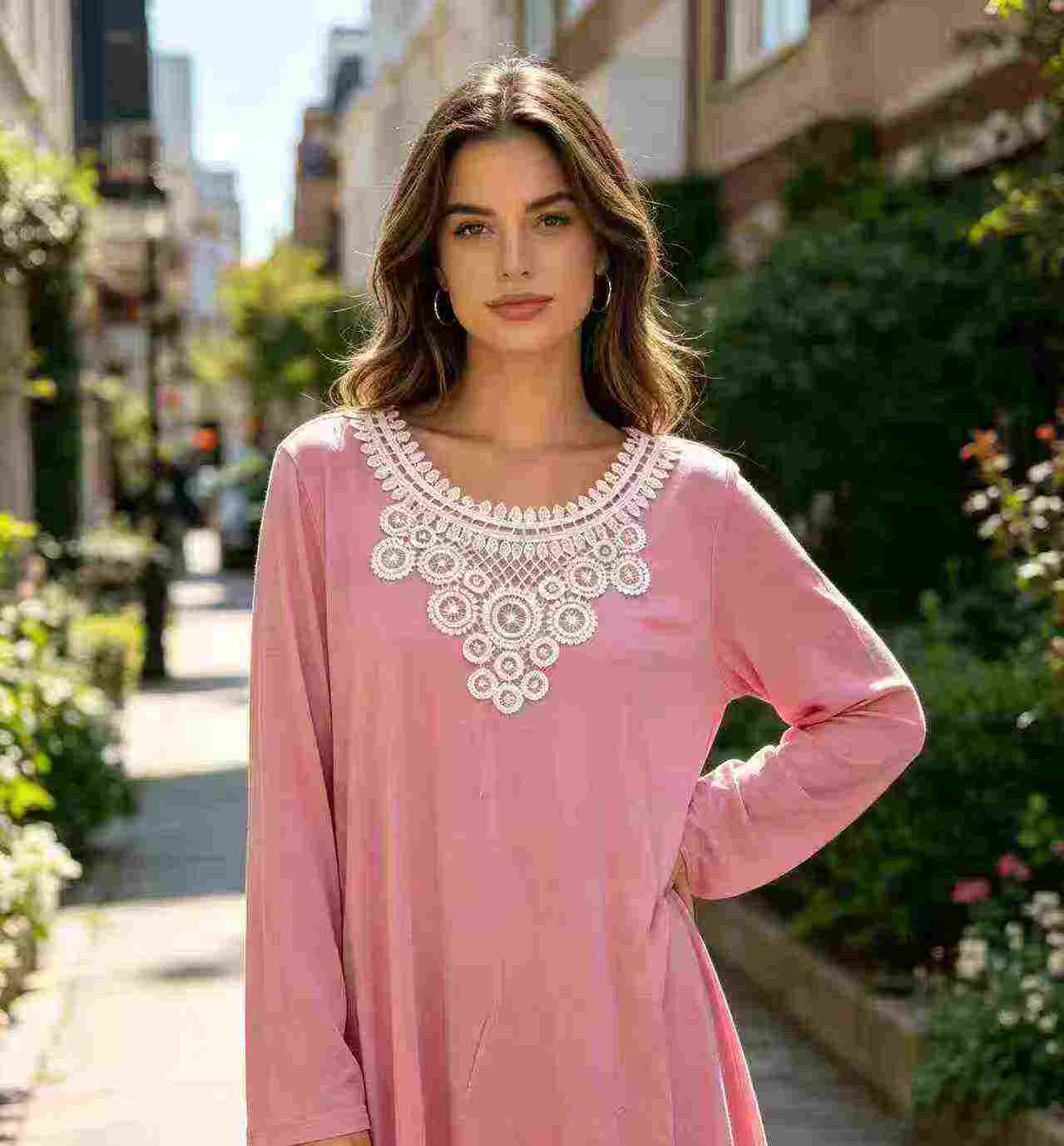 717 Peças Tops de Renda, Algodão Modal Plus Size Estilo Europeu e Americano CTY0019 - Image 9