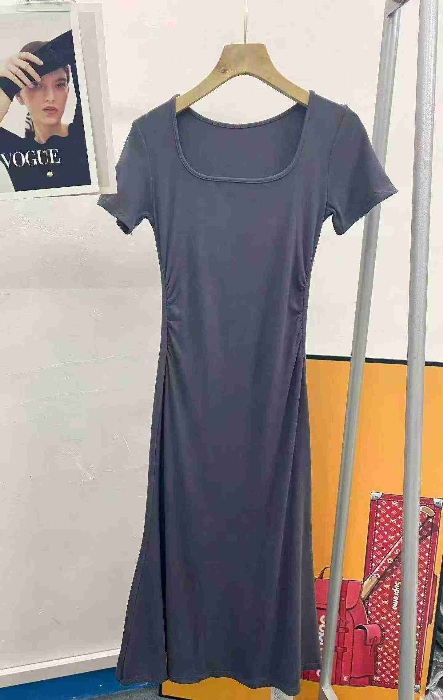 Kore Tarzı Kare Yaka Kısa Kollu Esnek Elbise 3316 Adet - Image 4