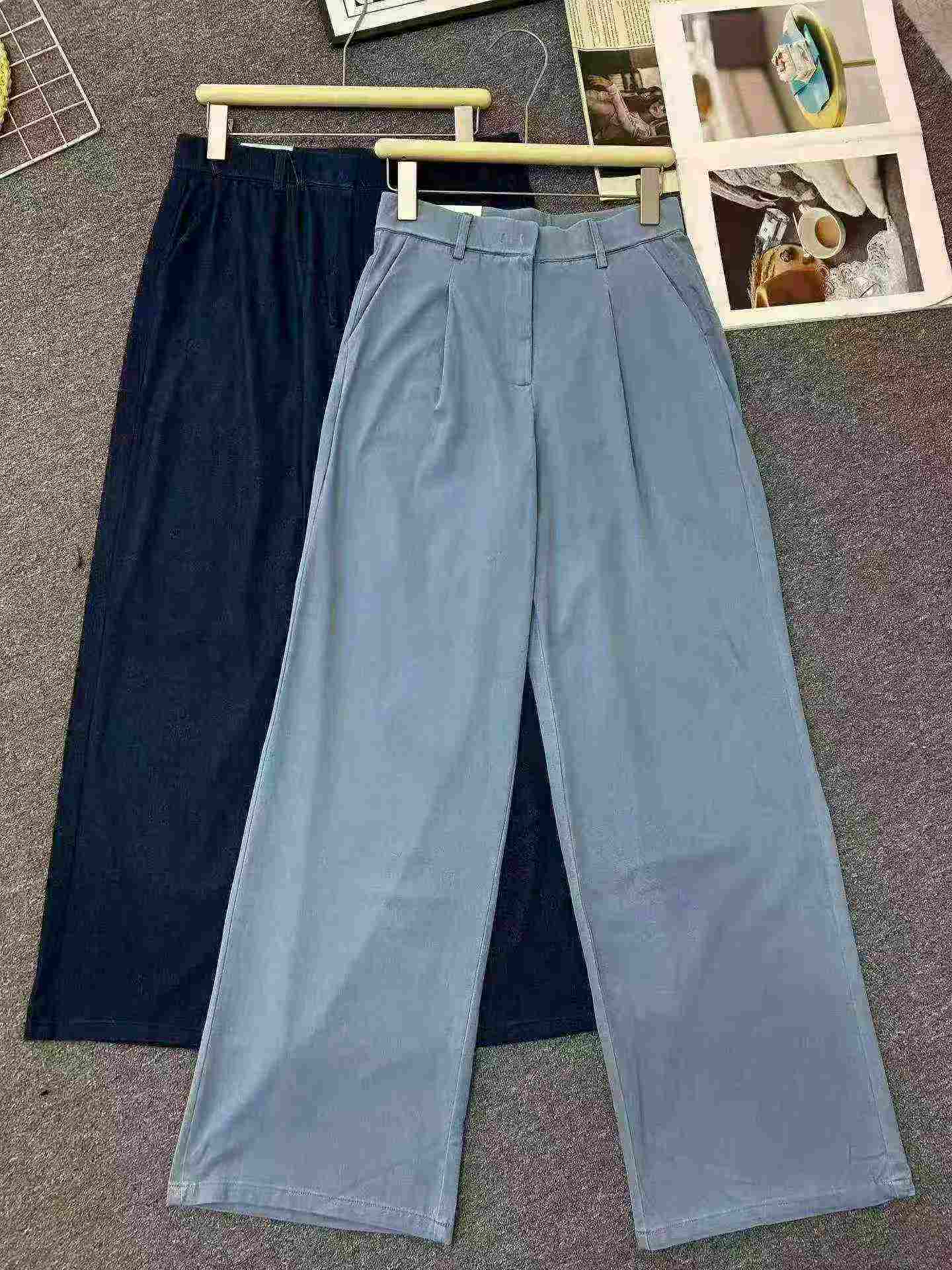 534 Dona Ayollarning Yozgi Koreyscha Yuqori Belli Tensel Cho'ziluvchan Denim Keng Oyoqli Shimlari - Image 5