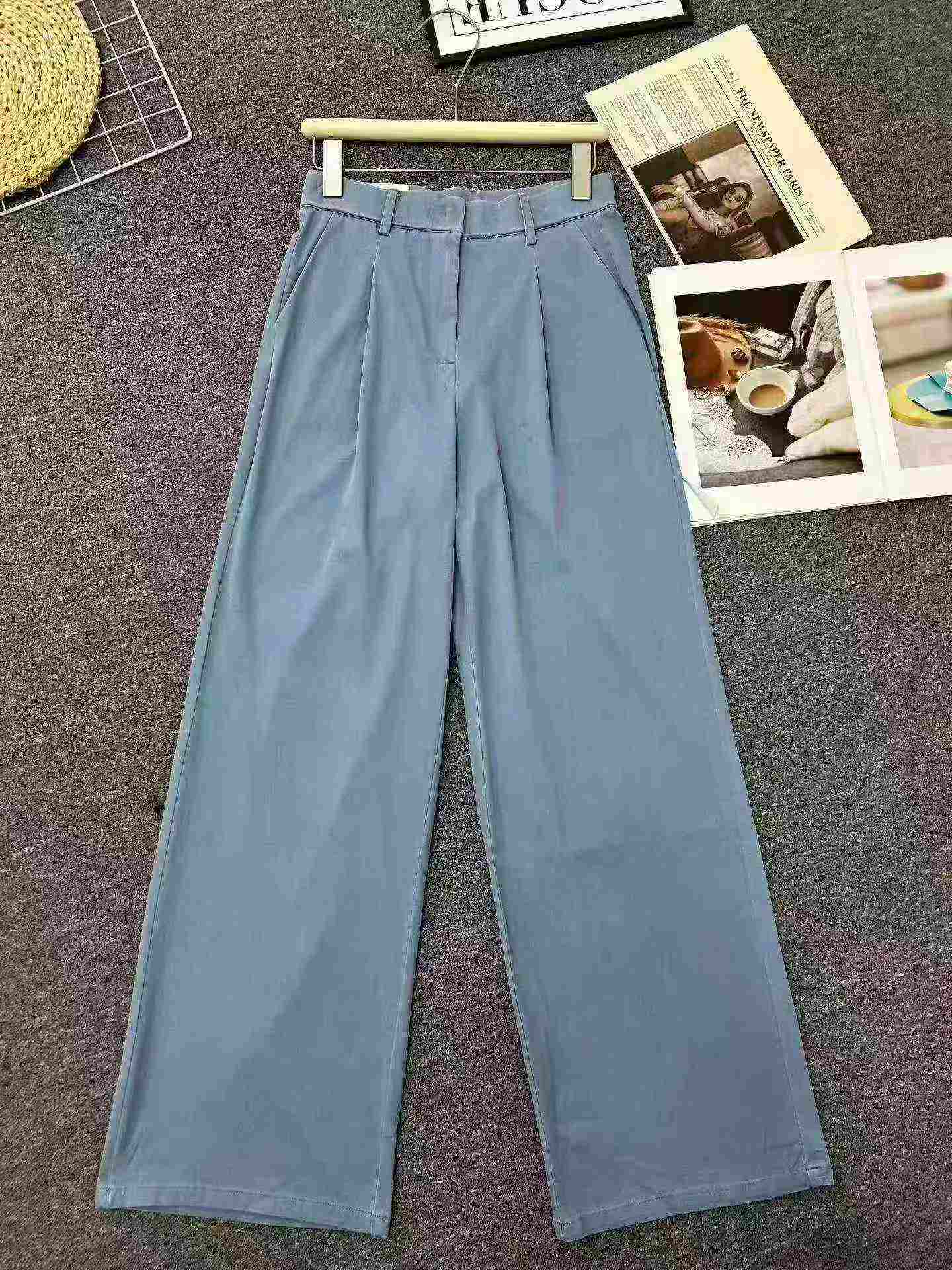 534 Dona Ayollarning Yozgi Koreyscha Yuqori Belli Tensel Cho'ziluvchan Denim Keng Oyoqli Shimlari - Image 7
