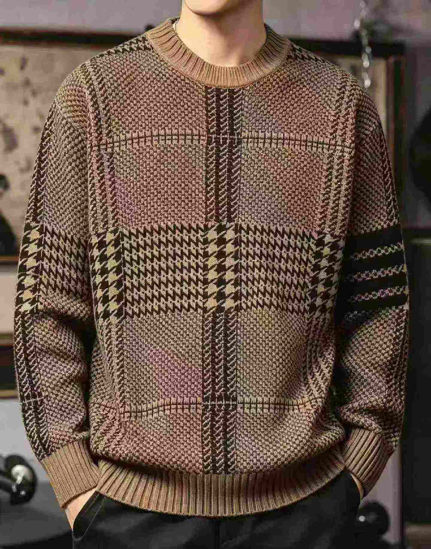 男裝秋冬復古撞色加厚搖粒絨圓領套頭衛衣，尺碼L-8L，643件，獨立包裝 - Image 9