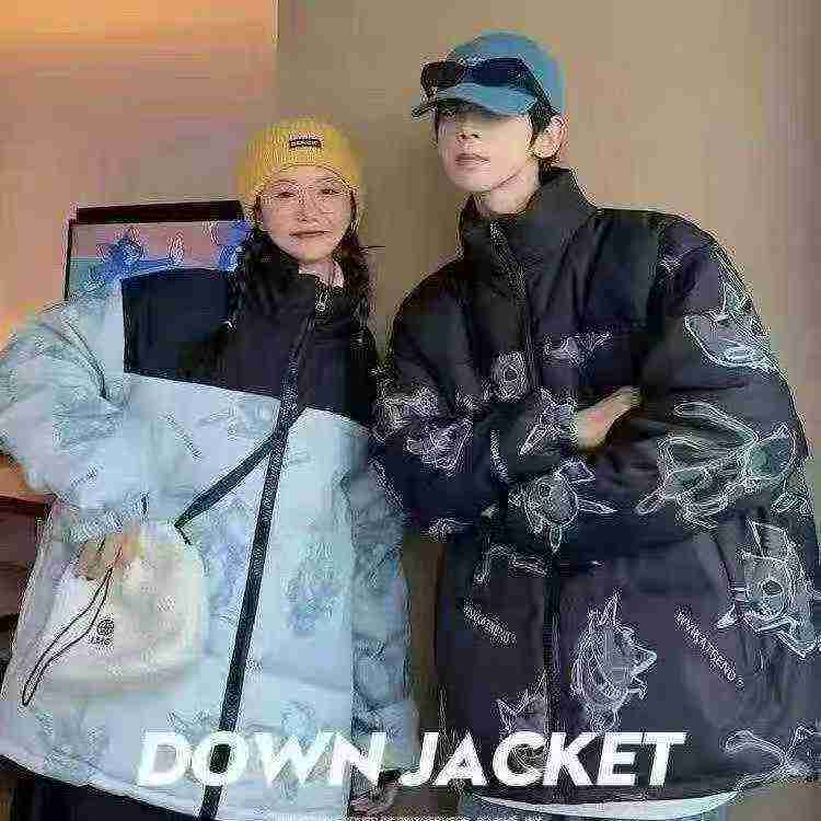 521 pièces de nouvelles doudounes de couple amples à col montant, de style hongkongais issu de la nouvelle tendance chinoise - Image 4