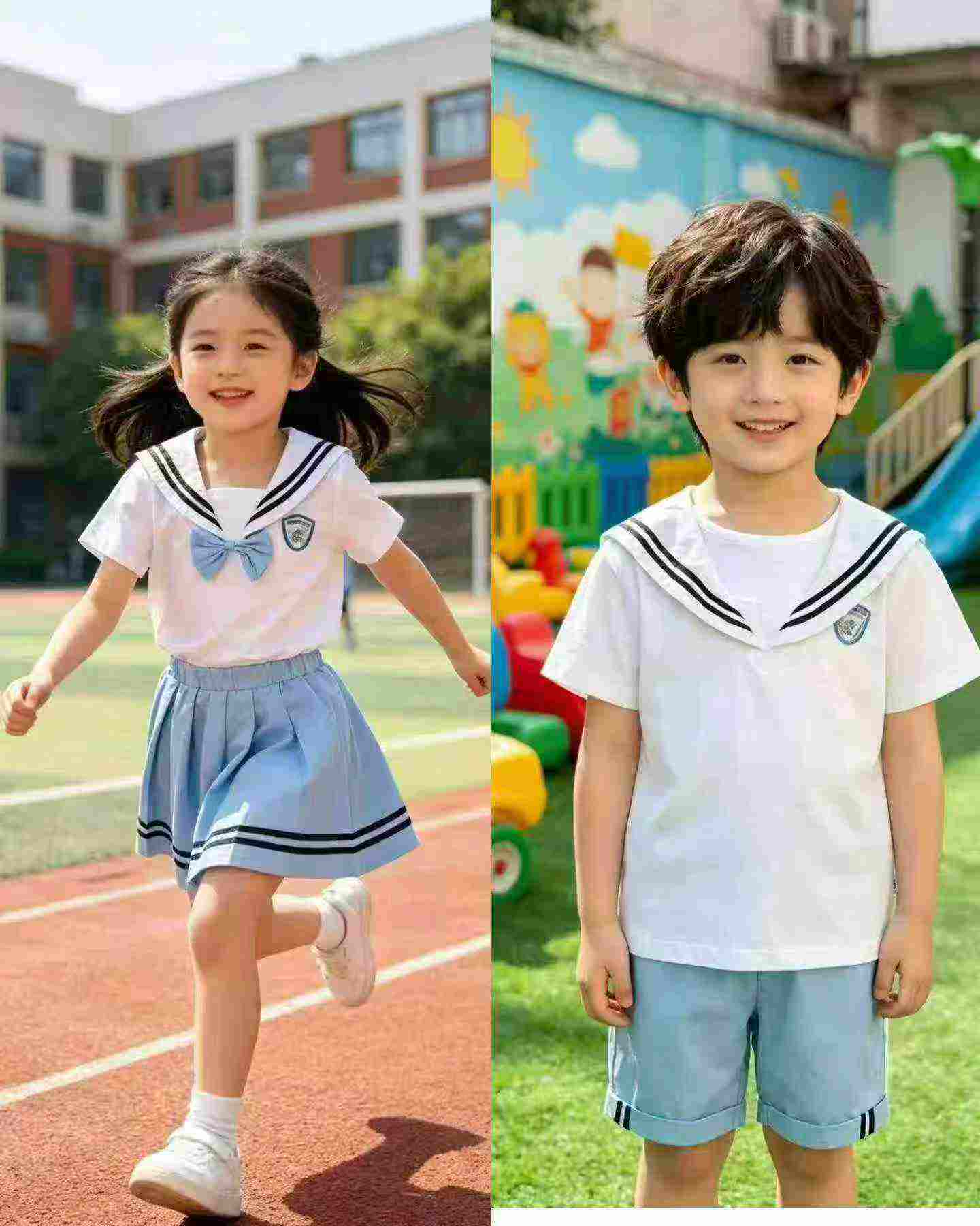 Yalante Brand Cotton Navy Collar Kids School Uniform Set, 200 Boys Sets, 400 Girls Sets, Size 100-160 - Image 2
