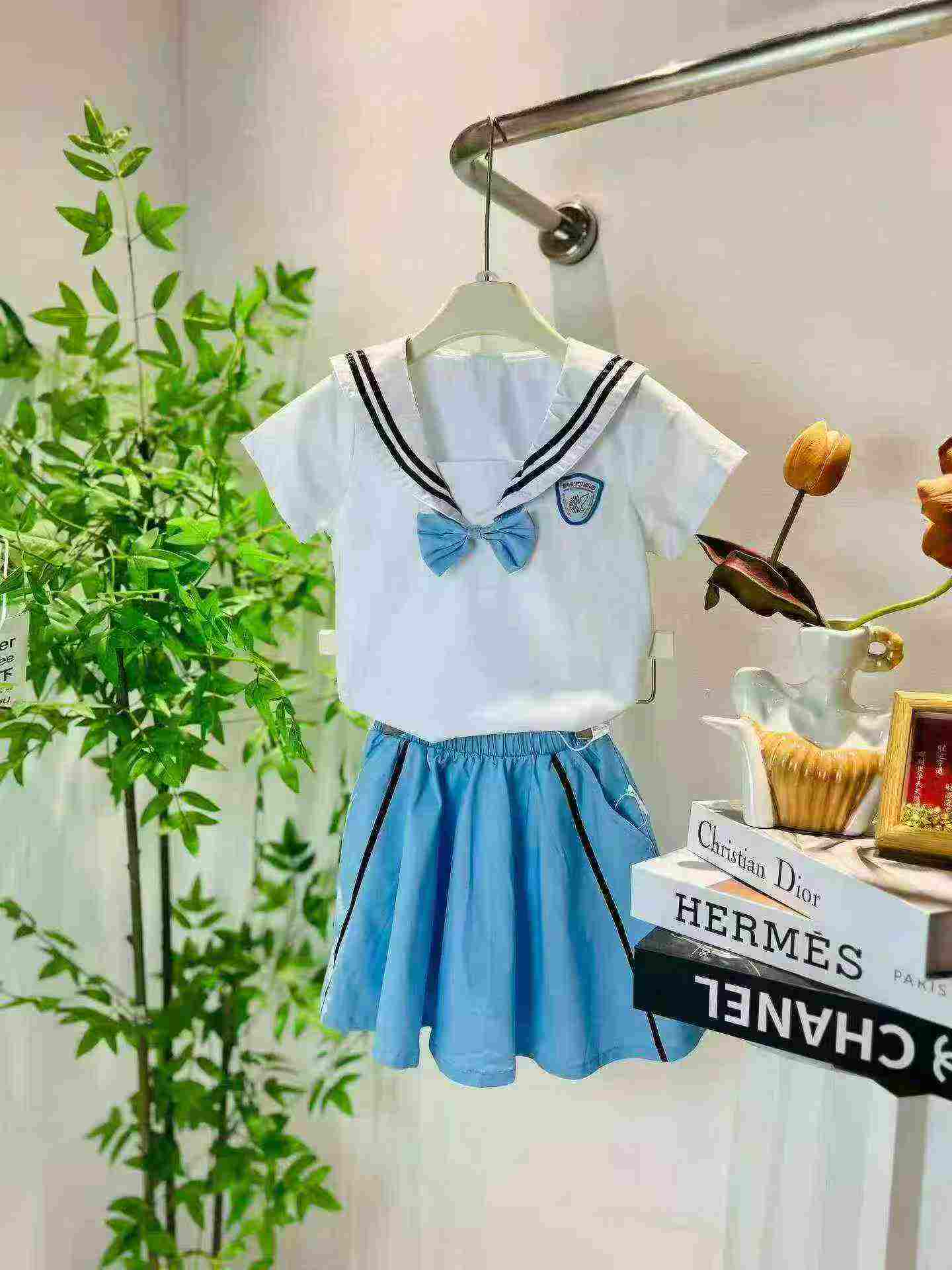 Yalante Brand Cotton Navy Collar Kids School Uniform Set, 200 Boys Sets, 400 Girls Sets, Size 100-160 - Image 3