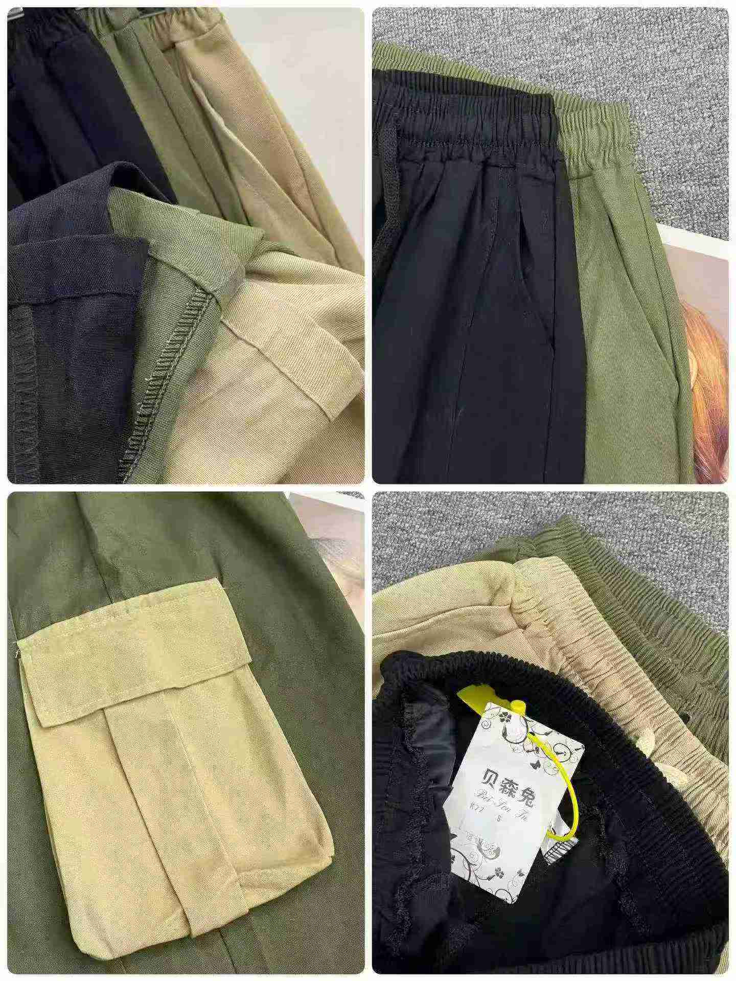 911 Peças Calças Cargo Casuais de Algodão Lavado com Blocos de Cor e Bolso - Image 7
