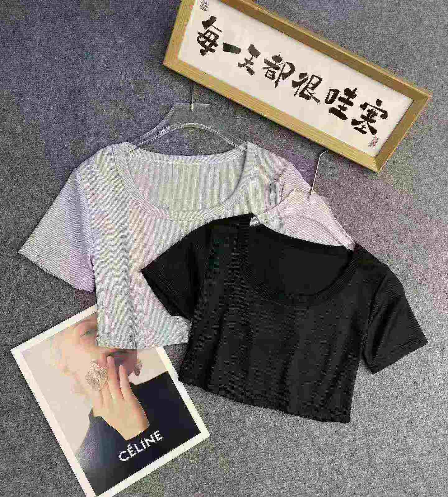 447 pièces de t-shirts à manches courtes en soie glacée pour femmes, déstockage - Image 2