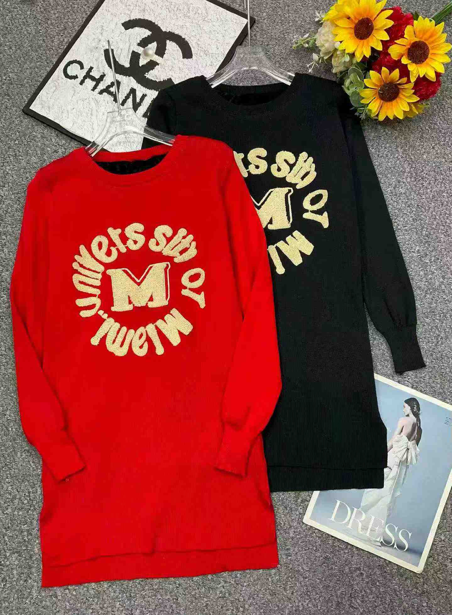 Winter Vintage Fleece Lined Crew Neck Sweater Dress, 1020 Pieces - Image 2