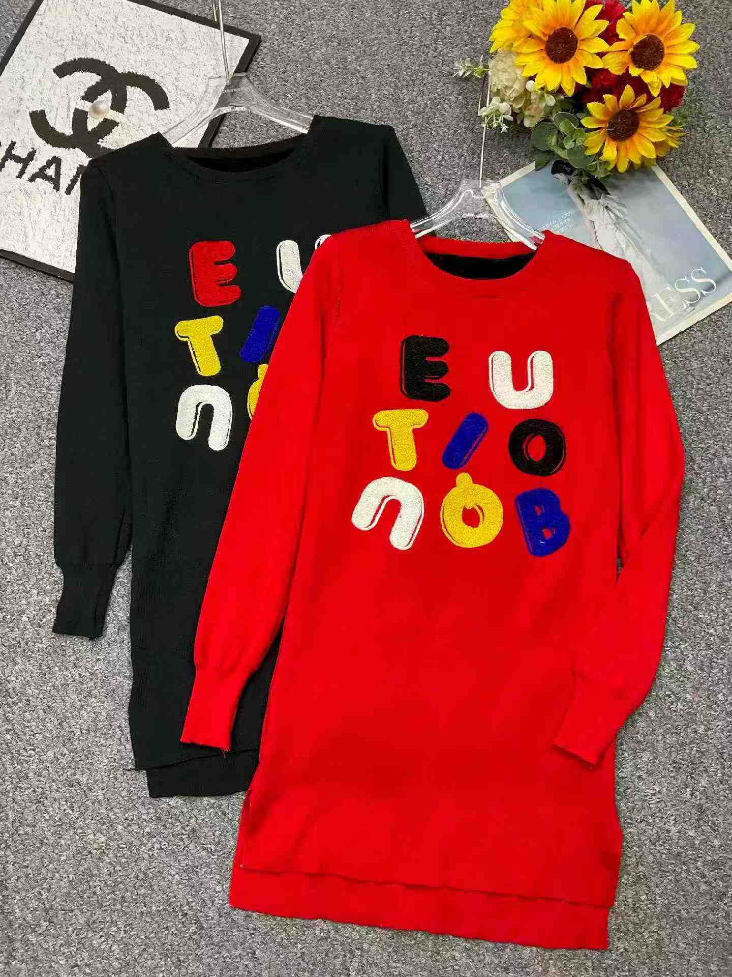 Winter Vintage Fleece Lined Crew Neck Sweater Dress, 1020 Pieces - Image 3