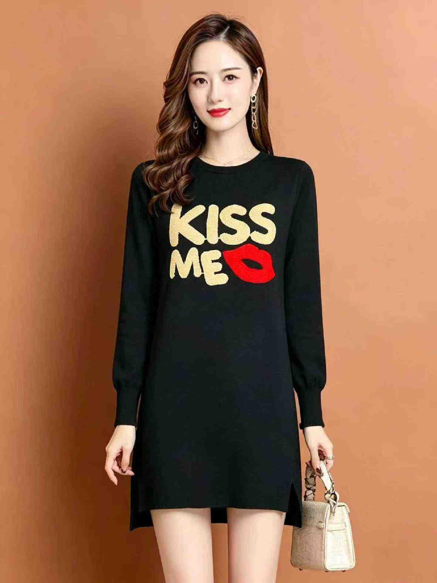 Winter Vintage Fleece Lined Crew Neck Sweater Dress, 1020 Pieces - Image 7
