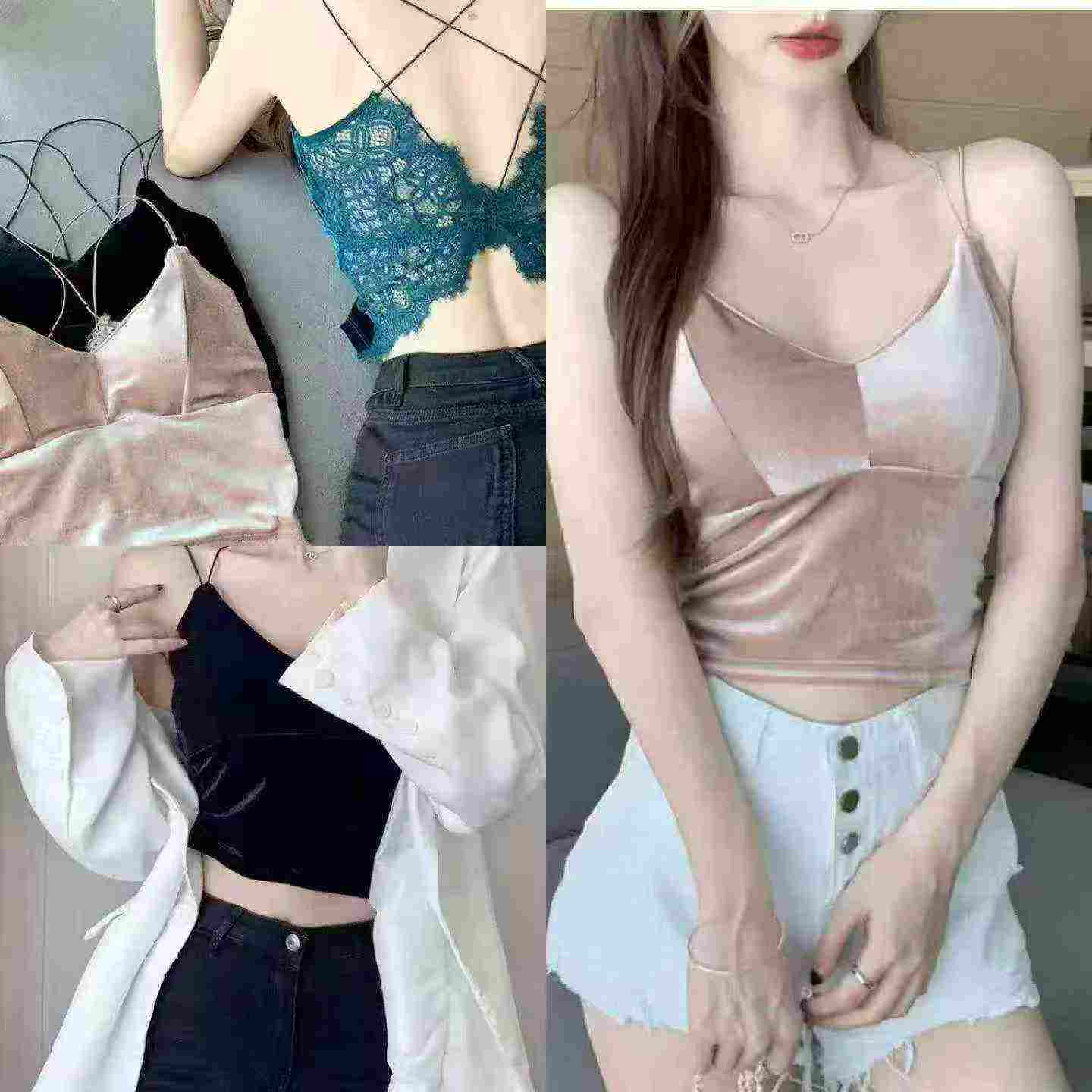 Nouveau débardeur camisole en velours printemps-été avec soutien-gorge intégré, 2200 pièces en gros - Image 6