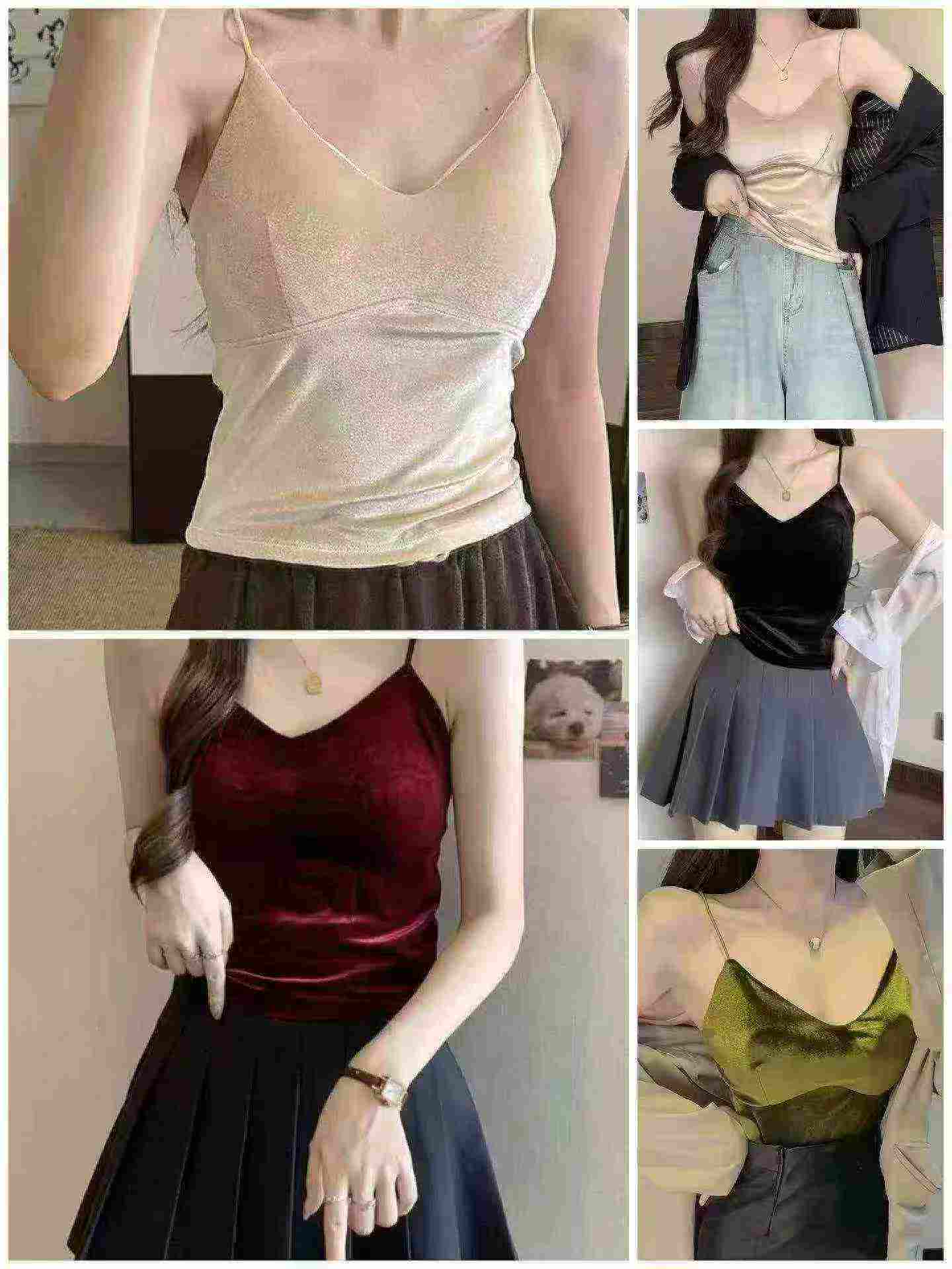Nouveau débardeur camisole en velours printemps-été avec soutien-gorge intégré, 2200 pièces en gros - Image 7