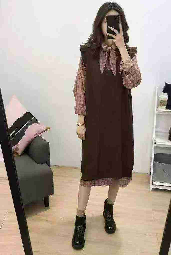 春秋新款甜美荷葉邊針織無袖背心洋裝，300件 - Image 5