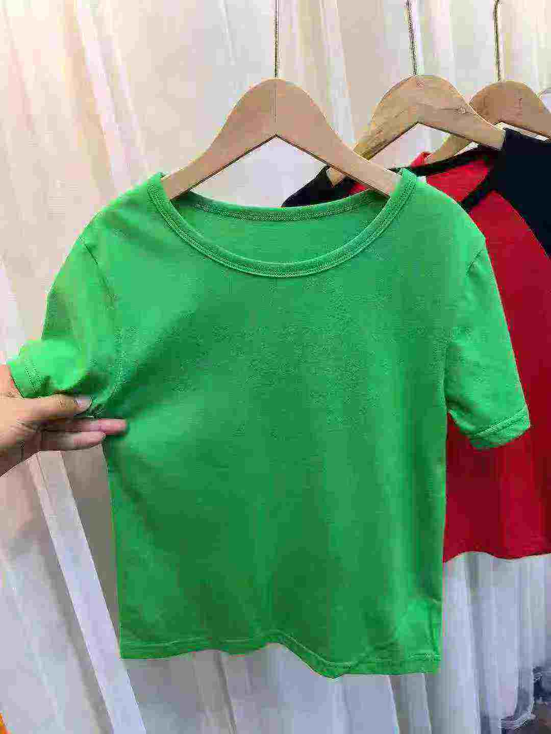 330 Pcs Candy Color Cotton Short Sleeve Kids T-shirts Size 110-130 - Image 2