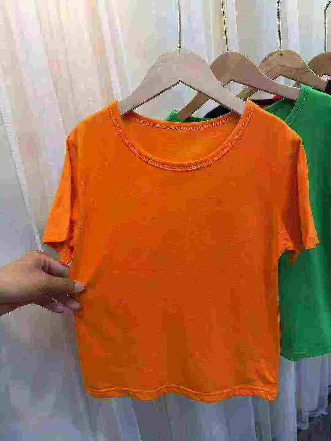 330 Pcs Candy Color Cotton Short Sleeve Kids T-shirts Size 110-130 - Image 4