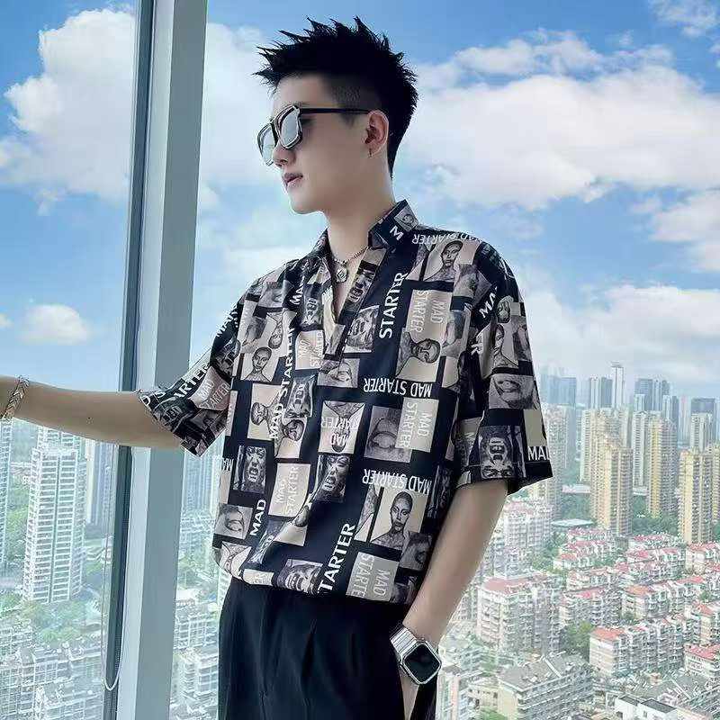 Áo sơ mi ngắn tay nam mùa hè họa tiết bàn cờ kiểu dáng rộng, cỡ S-2XL, khoảng 500 chiếc - Image 8