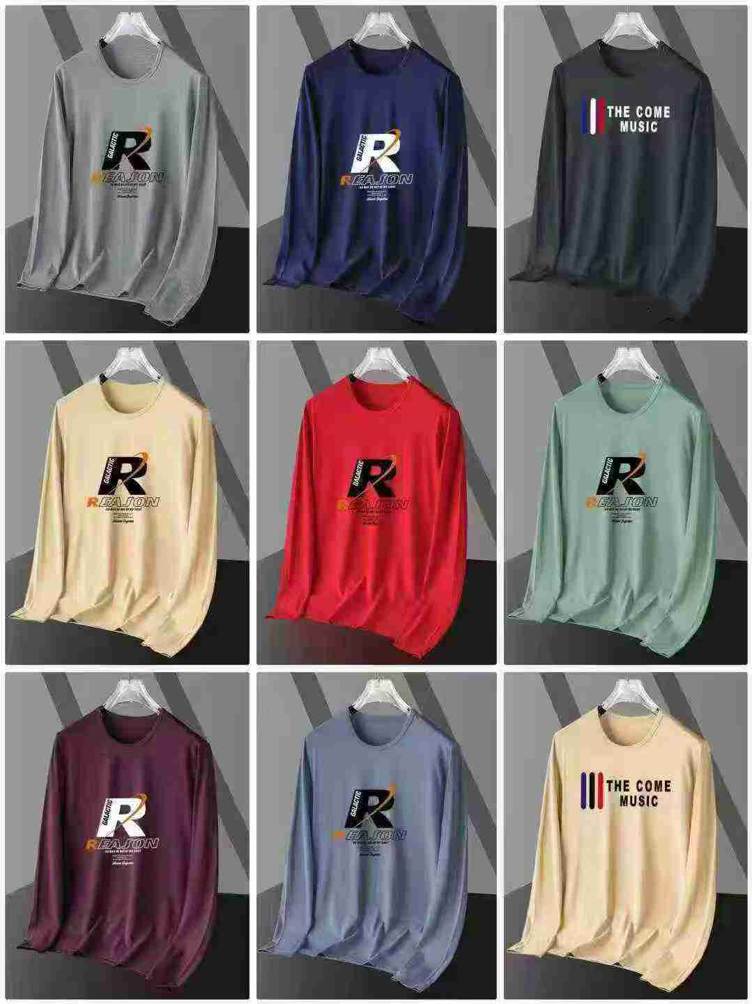 23285 Keping T-shirt Lengan Panjang Nipis Lelaki untuk Musim Bunga dan Musim Luruh - Image 2