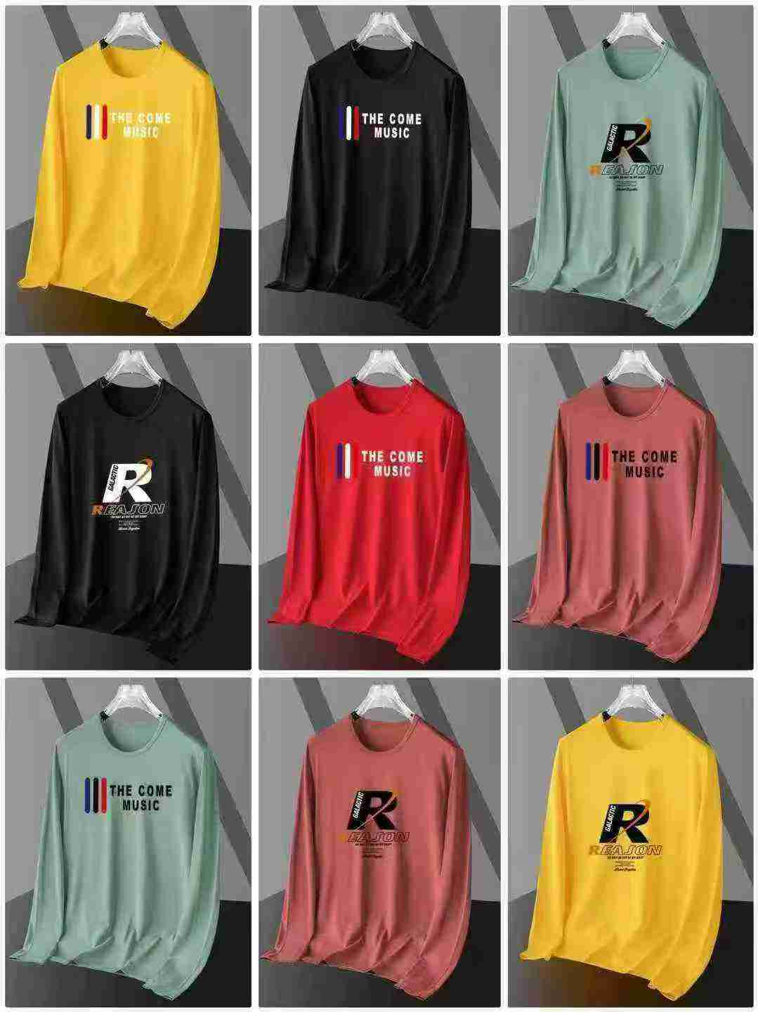 23285 Keping T-shirt Lengan Panjang Nipis Lelaki untuk Musim Bunga dan Musim Luruh - Image 3