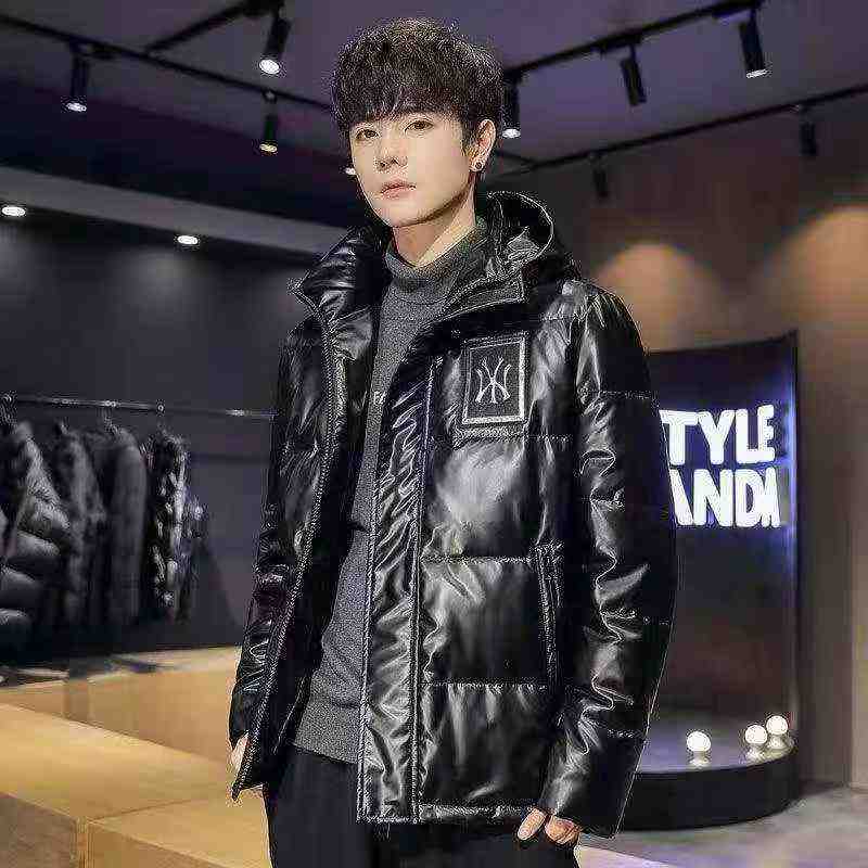 317 Buah Jaket Hangat Musim Dingin Pria Pendek Mengkilap Anti-Cuci Berbahan Bulu Bebek Putih - Image 7