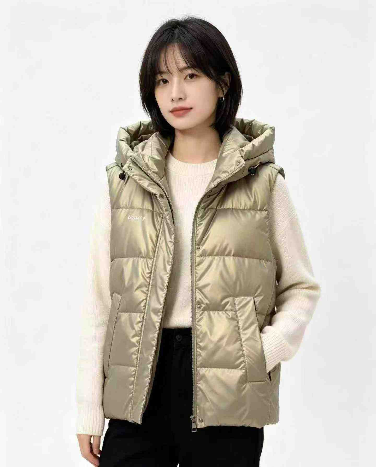 约1000件 男女同款连帽羽绒棉马甲 秋冬款 - Image 3
