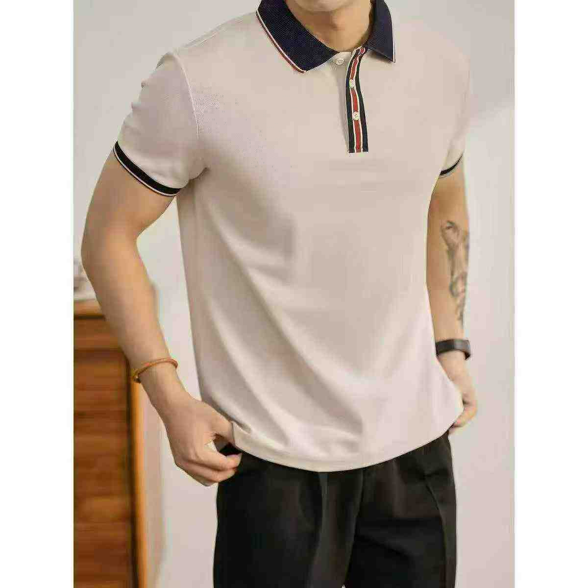 2460 Pcs Light Luxury Color-block Collared Short Sleeve Breathable Polo Shirts - Image 2