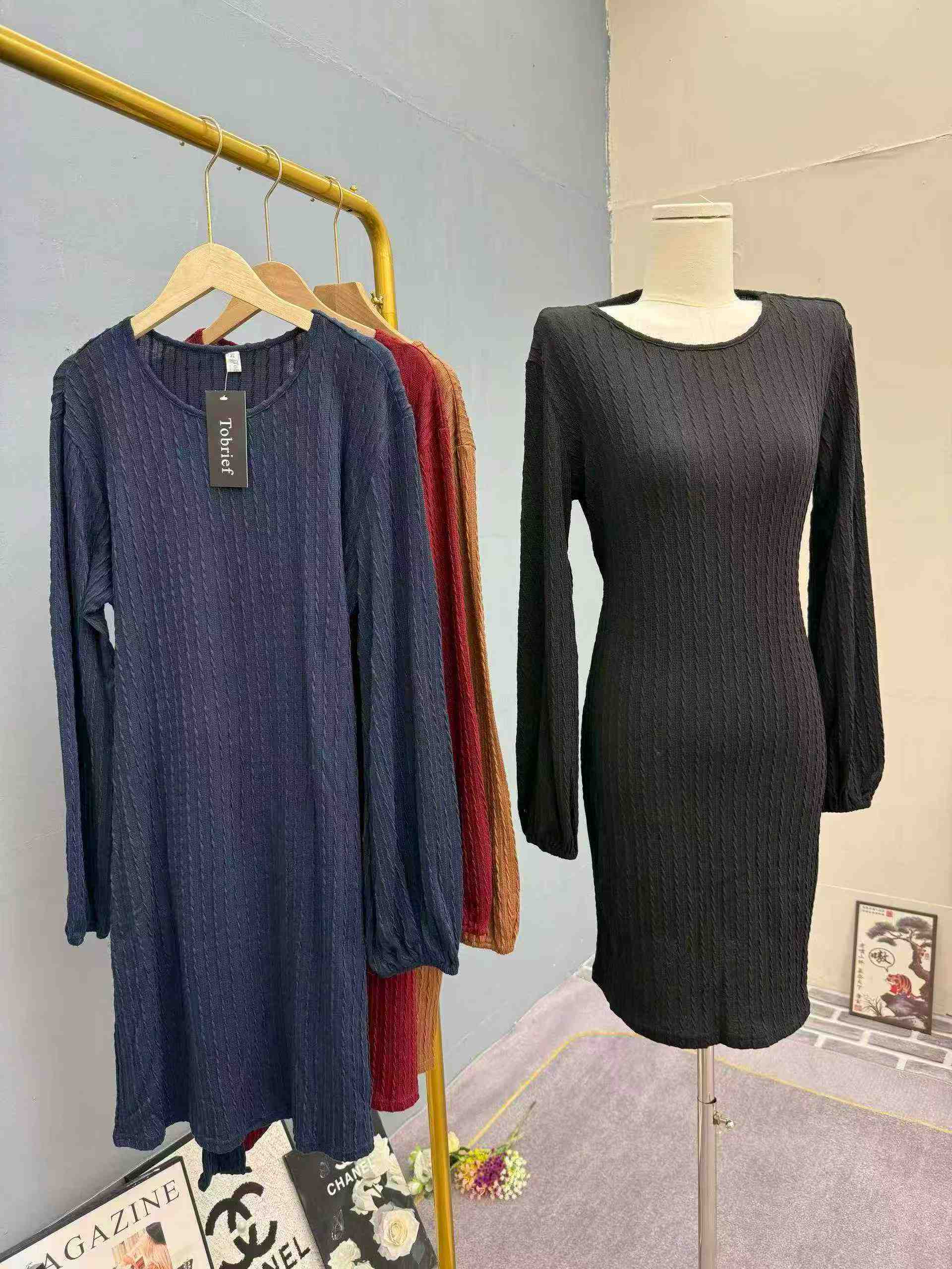 295 Pcs Women's Long Sleeve Knit Casual Dresses - Image 2