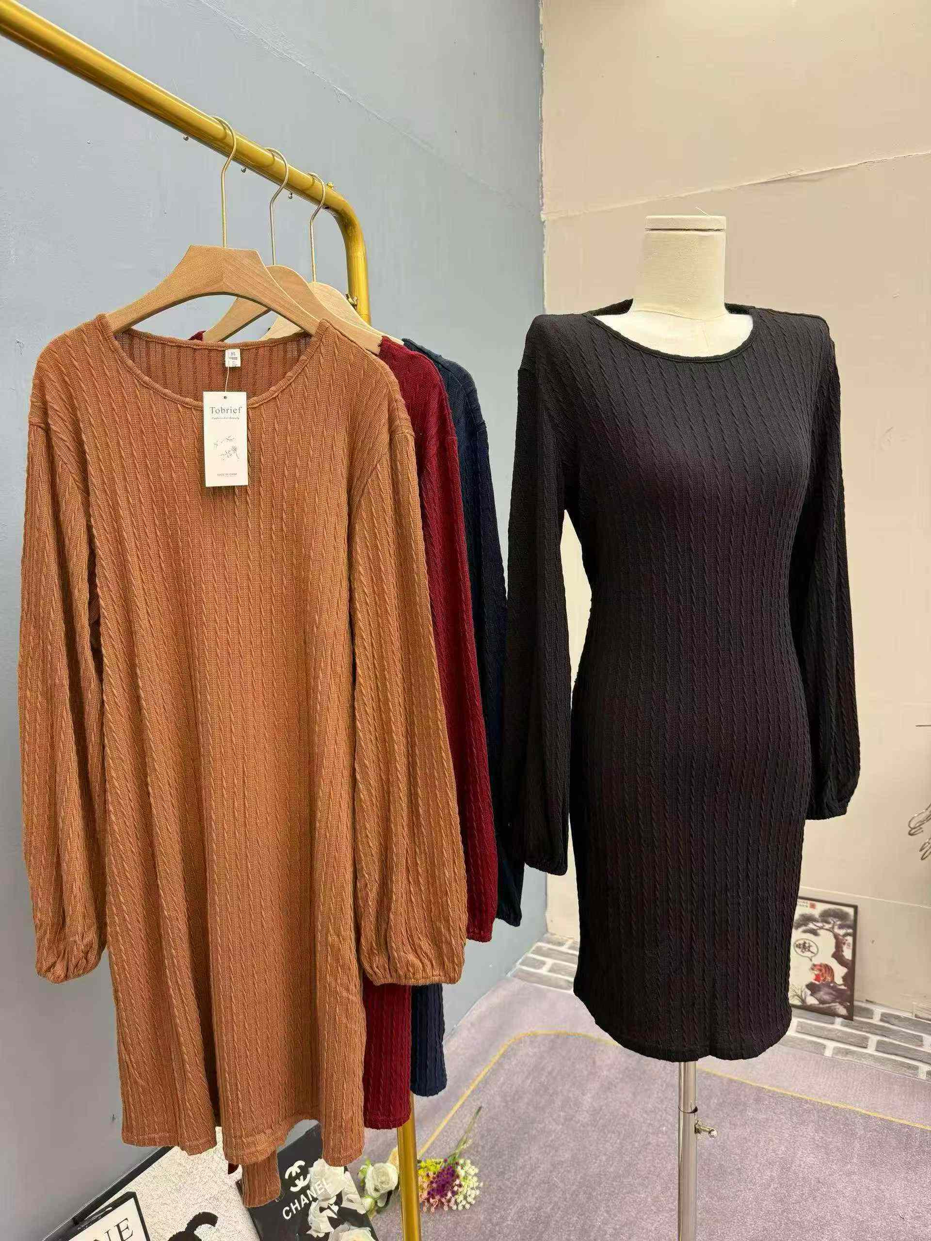 295 Pcs Women's Long Sleeve Knit Casual Dresses - Image 4