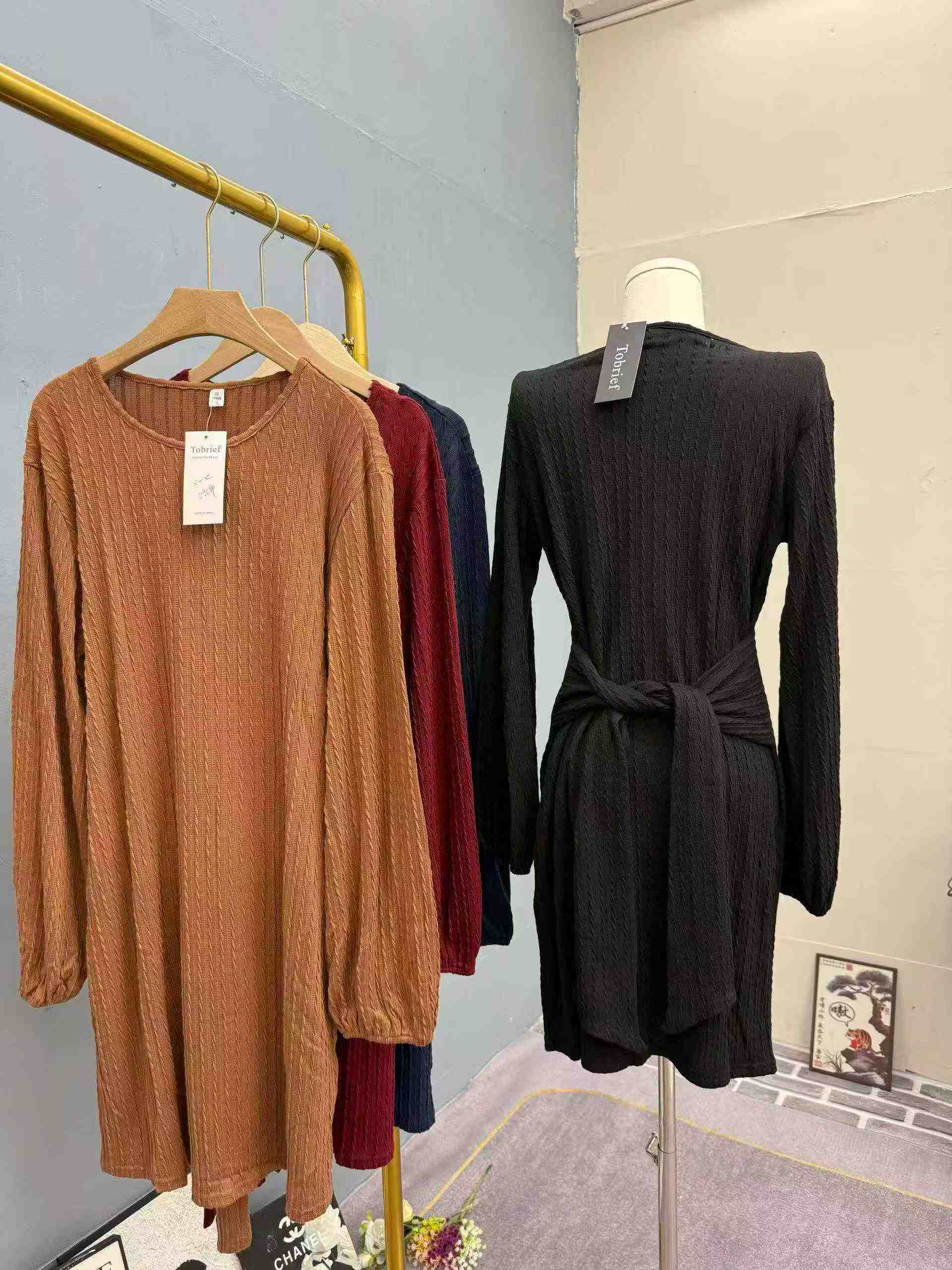 295 Pcs Women's Long Sleeve Knit Casual Dresses - Image 6