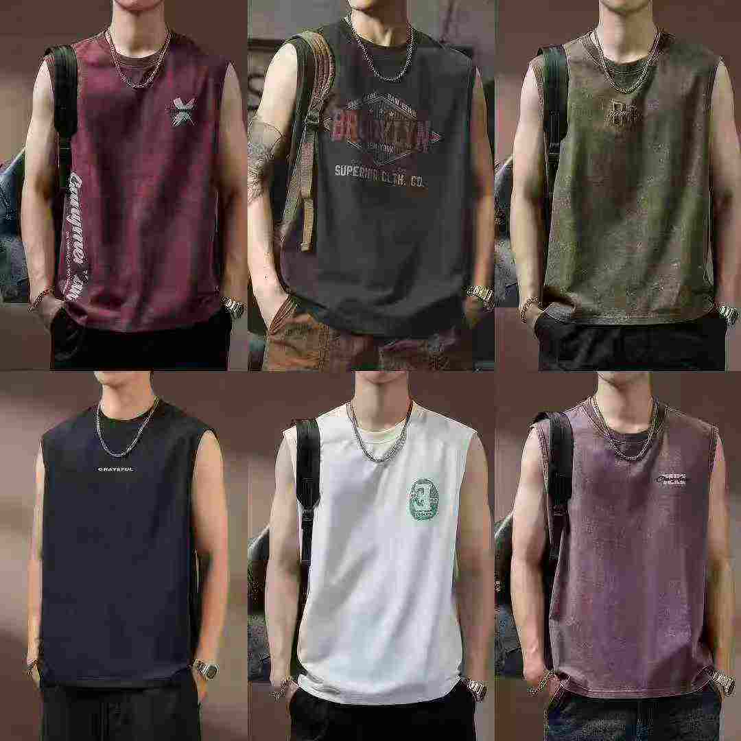6800 Pieces Plus Size Men's Cotton Sleeveless Vest T-shirts - Image 9