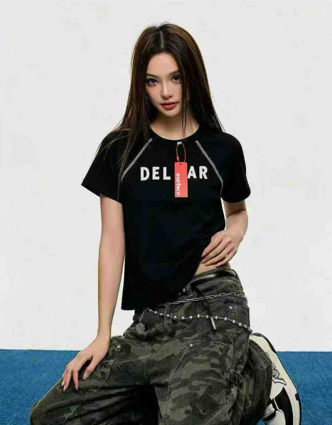 1050 Pcs Cotton American Retro Raglan Short Sleeve T-Shirt - Image 8