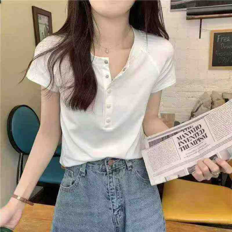272 Pcs Simple Fashion Sexy Cotton Short Sleeve T-Shirts - Image 2