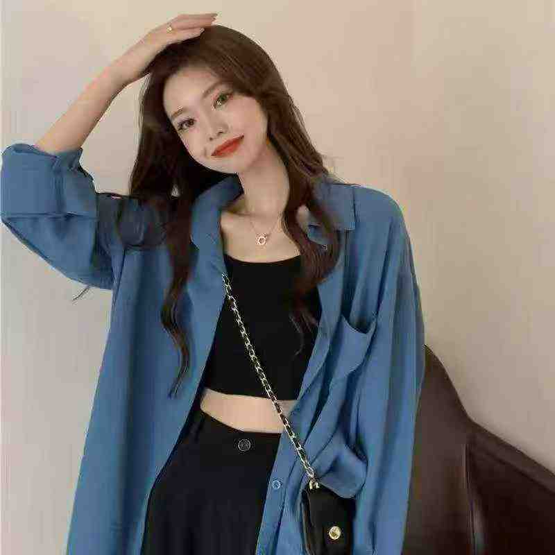 189 Pcs Solid Casual Loose Couple Long Sleeve Shirts - Image 2