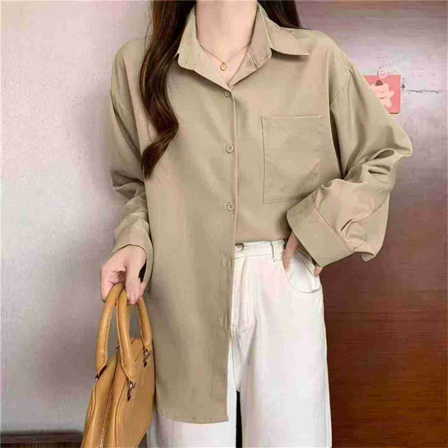 189 Pcs Solid Casual Loose Couple Long Sleeve Shirts - Image 4