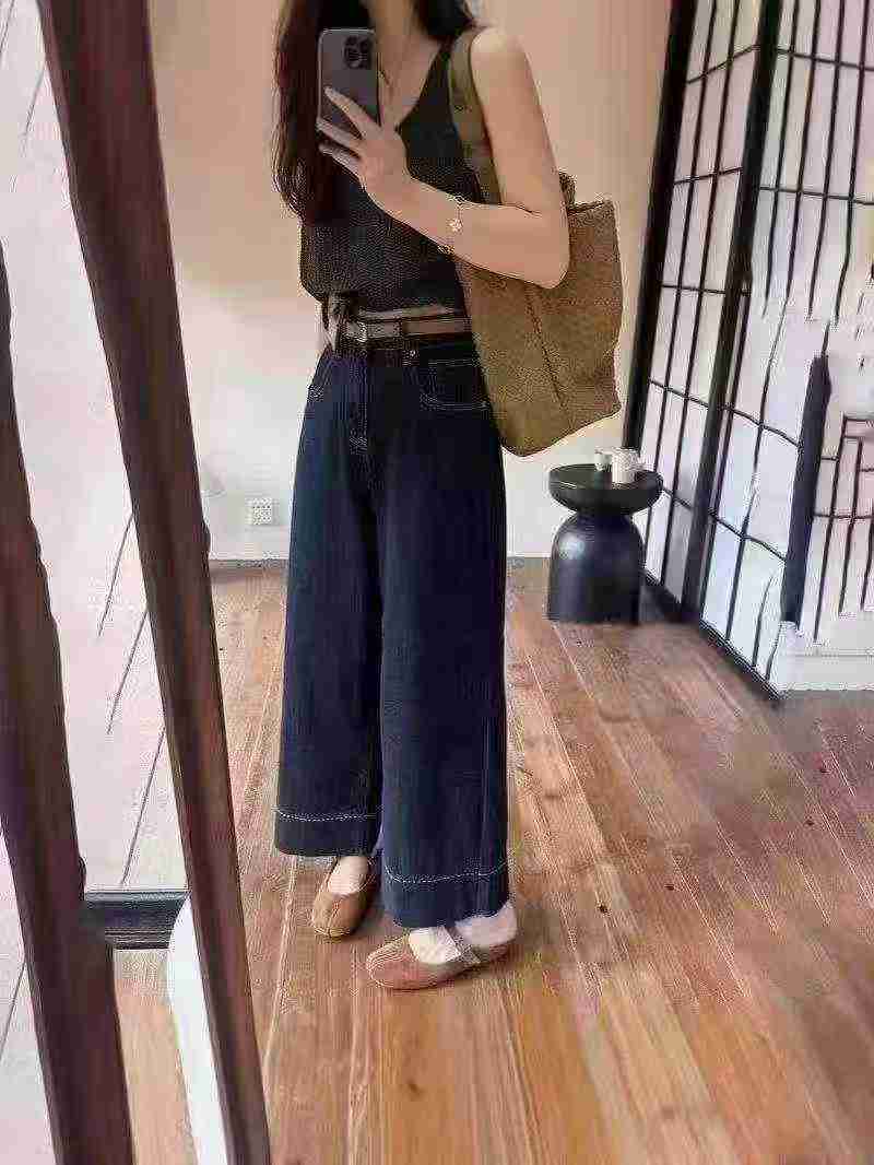 8300件水洗女士喇叭牛仔裤库存清仓 - Image 3