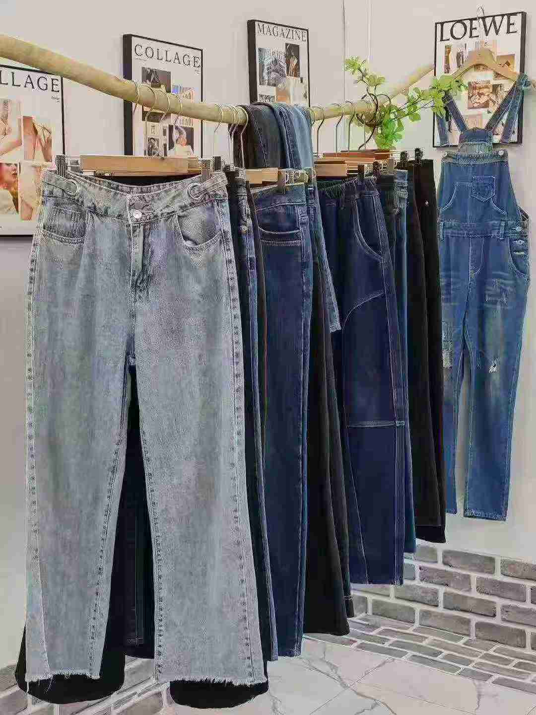 8300件水洗女士喇叭牛仔裤库存清仓 - Image 4