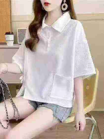 Korean College Style Women Lapel Top, About 380 Pieces, 2 Colors - Image 4