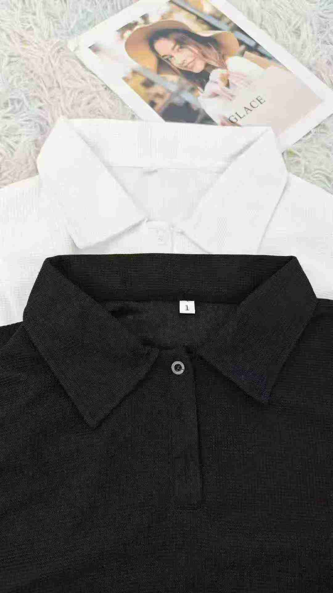 Korean College Style Women Lapel Top, About 380 Pieces, 2 Colors - Image 6
