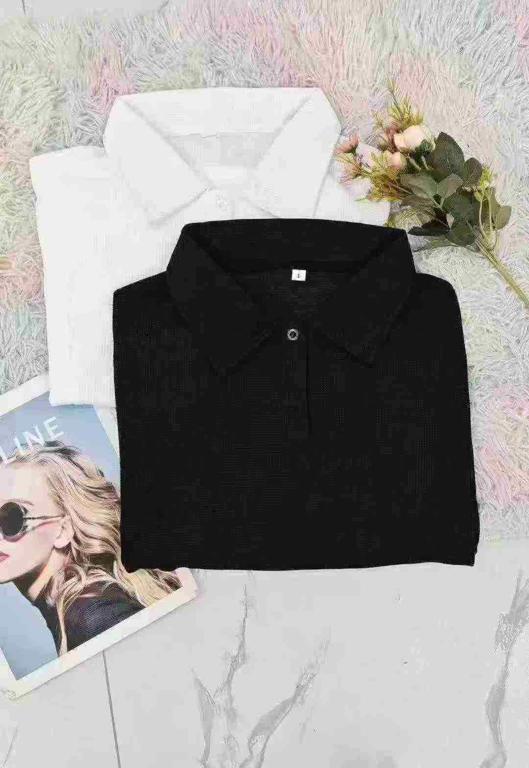 Korean College Style Women Lapel Top, About 380 Pieces, 2 Colors - Image 7