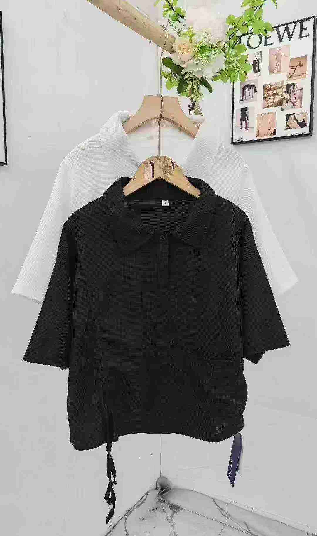 Korean College Style Women Lapel Top, About 380 Pieces, 2 Colors - Image 8