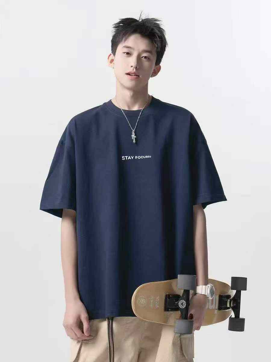 2135 Pcs Streetwear Men's Loose Cotton T-Shirts - Image 4