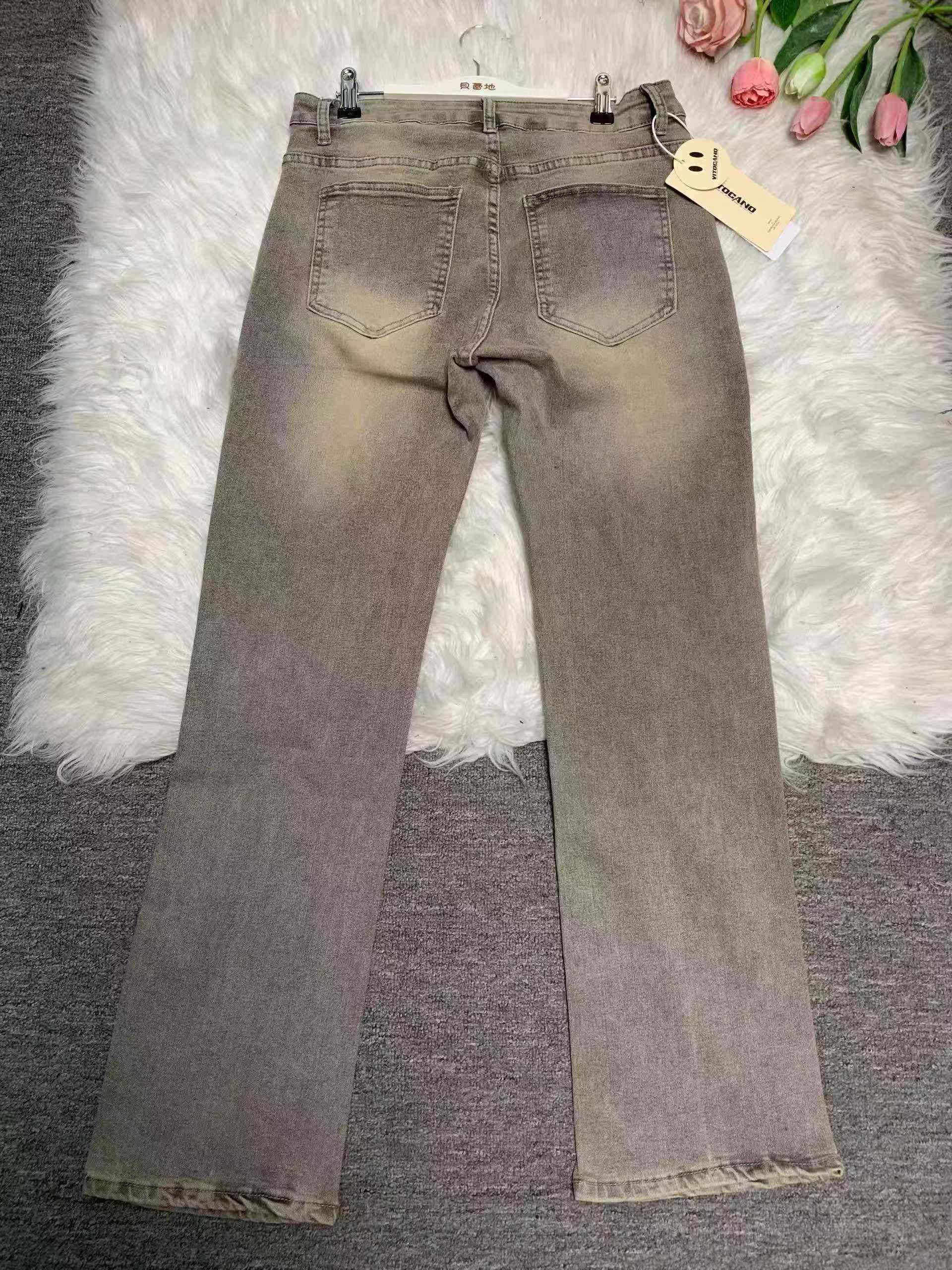 Jeans rectos elásticos de color amarillo barroso vintage para hombre, 138 piezas - Image 5