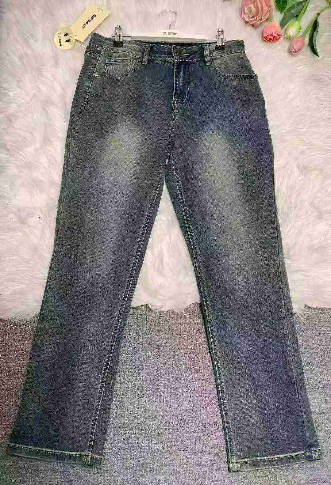 220 Piezas de Jeans cortados elásticos de corte recto entallado para hombre, con cierre YKK, empaquetados individualmente con etiqueta colgante, tallas S-3XL - Image 4